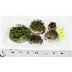 SET OF 5 VINTAGE FLOWER FROG SPIKE HOLDERS