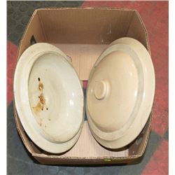 LOT OF 2- FIVE GALLON MEDALTA CROCK LIDS
