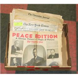 OLD NEWSPAPERS END OF WAR KENNEDY AND MORE
