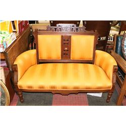 VINTAGE WOOD CARVED 51" LOVE SEAT