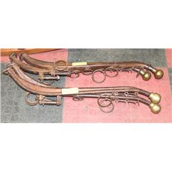 2 SETS OF ANTIQUE HORSE HAMES WITH BRASS.