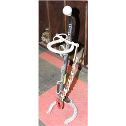 UNIQUE STAND MADE FROM ANTIQUE HORSE HARDWARE