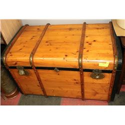 ANTIQUE PINE TRUNK WITH ACCENTS