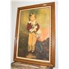 Image 1 : ANTIQUE LARGE PAINTING OF BOY AND DOG