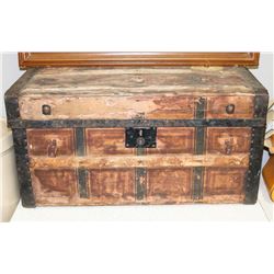 ANTIQUE STEAM TRUNK, 28"X15.5"X15.5"