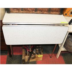 VINTAGE CHROME SINGLE DROP LEAF TABLE.