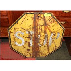 1940'S SUPER RARE YELLOW STOP SIGN