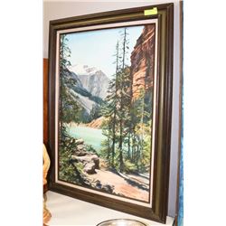 ORIGINAL OIL ON CANVAS PAINTING - MOUNTAIN/LAKE