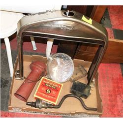 ANTIQUE FORD MODEL T, RADIATOR SHROUD, HORN COILS