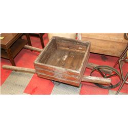 ANTIQUE HOMEMADE WHEEL BARROW.