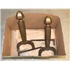 Image 1 : ANTIQUE PAIR SOLID BRASS ANDIRONS