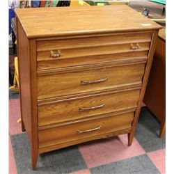 VINTAGE SOLID WOOD 4-DRAWER DRESSER -