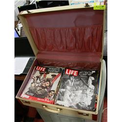 TRAVEL CASE WITH OLD LIFE MAGAZINES