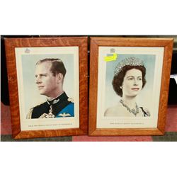 PAIR OF ANTIQUE PICTURES OF QUEEN ELIZABETH &