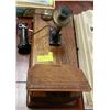 Image 1 : ANTIQUE OAK WALL PHONE- COMPLETE