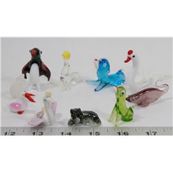 LOT OF 10 GLASS ANIMAL FIGURES