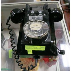 OLD BAKELITE ROTARY WALL TELEPHONE.