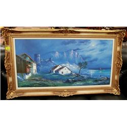 LARGE ORNATE FRAMED OIL ON CANVAS