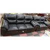Image 1 : NEW BLACK PLUSH LEATHERETTE 86" SOFA W/ 65" LOVE
