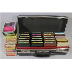 BOX W/35 VINTAGE 8-TRACK TAPES W/CASE