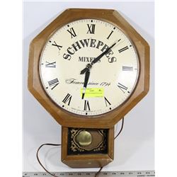 WOOD PLUG IN SCHWEPPES CLOCK