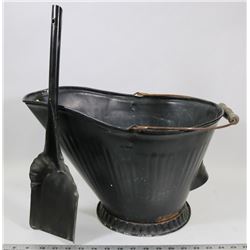 VINTAGE COAL PAIL WITH SHOVEL.