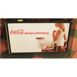 39.5"X24" - 1960 COCA COLA MESHED METAL FRAMED