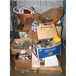 LARGE PALLET OF MISC GLASSWARE, KITCHEN APPLIANCES