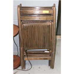 SET OF 3 SOLID OAK FOLDING CHAIRS