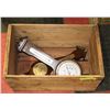 Image 1 : VINTAGE WOOD BC FRUITBOX W/ VINTAGE BAROMETERS