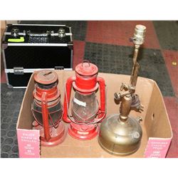 LOT OF VINTAGE LAMP AND LANTERNS