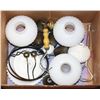 Image 1 : BOX W/ MILK GLASS SHADES AND VINTAGE LIGHTING