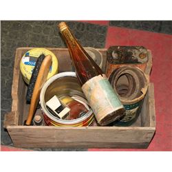 BOX OF TINS INCLUDING VERY OLD BEATTY TINS