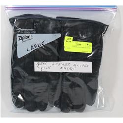 PACK OF 2 MENS LEATHER GLOVES LARGE