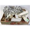 Image 1 : THREE 9" PARTY BALLS AND 6 BOXES OF TINSEL.