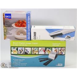 LOT WITH NEW KITCHEN SCALE, DIGITAL PHOTO COPIER