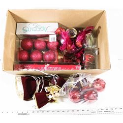 BOX OF ASSORTED CHRISTMAS DECORATIONS