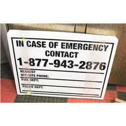 BUNDLE OF IN CASE OF EMERGENCY CONTACT SIGN BOARDS