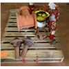 Image 1 : Contents of Pallet: Valve, Fire Extinguisher, Hard Hats, etc.