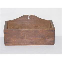 EARLY OPEN PINE WALL BOX W/ OLD FINISH