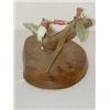 Image 1 : WOODEN CARVED & PAINTED HUMMINGBIRD & FLOWERS SIGNED ED HOPKINS