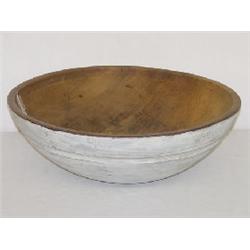 18" TURNED WOODEN BOWL W/ OLD PAINT