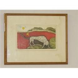 20TH CENT. COLORED ENGRAVING "LEOPARD" SIGNED VITA GIORGI (8" X 12")
