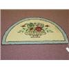 Image 1 : HALF ROUND HOOKED RUG W/ URN OF FLOWERS DESIGN
