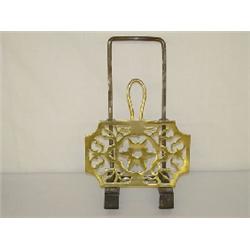 12 1/2" BRASS AND IRON FIREPLACE FENDER-EXTENSION TRIVET