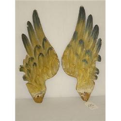 PR. OF WOODEN CARVED & PAINTED ANGEL WINGS