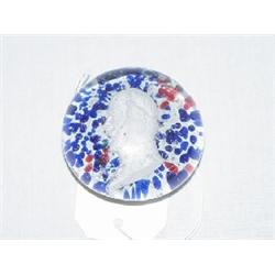 EARLY SULFIDE PAPERWEIGHT W/ CIVIL WAR GENERAL (BURNSIDE? - PROBABLY PAIRPOINT)