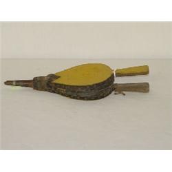MINIATURE FIREPLACE BELLOWS IN OLD YELLOW PAINT