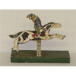 PAPER LITHO TOY - CLOWN JOCKEY ON A HORSE BY S.A. SMITH MFG. CO. BRATTLEBORO VT