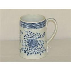 6" PEARLWARE TANKARD W/ BLUE FLORAL DECORATION